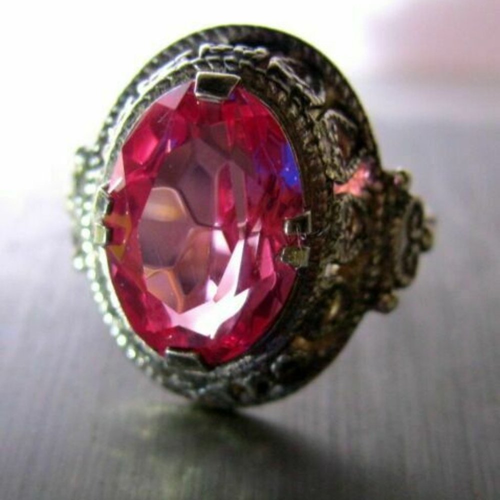 Vintage USSR  RARE Pink Corundum RING Silver 875